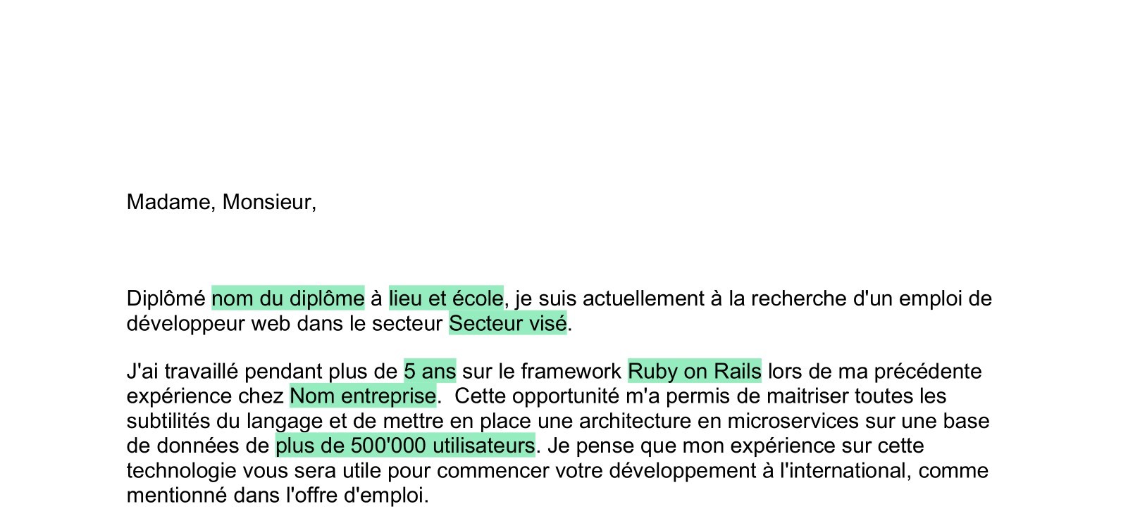 4 modèles de lettres de motivation développeur web (2021 MàJ)  Kicklox