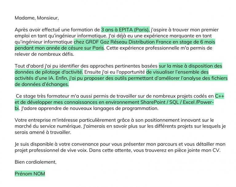 Modèles de lettres de motivation pour ingénieur informatique - Kicklox