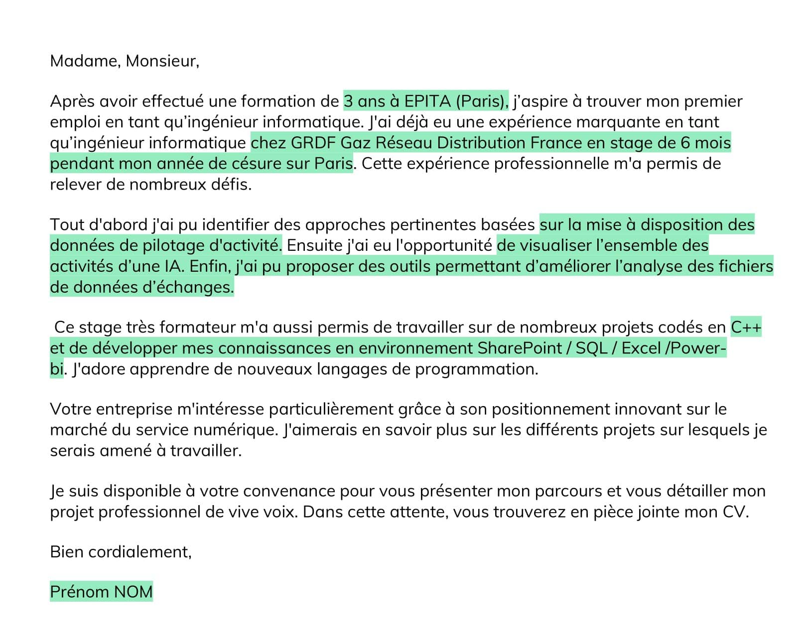 lettre de motivation ingénieur