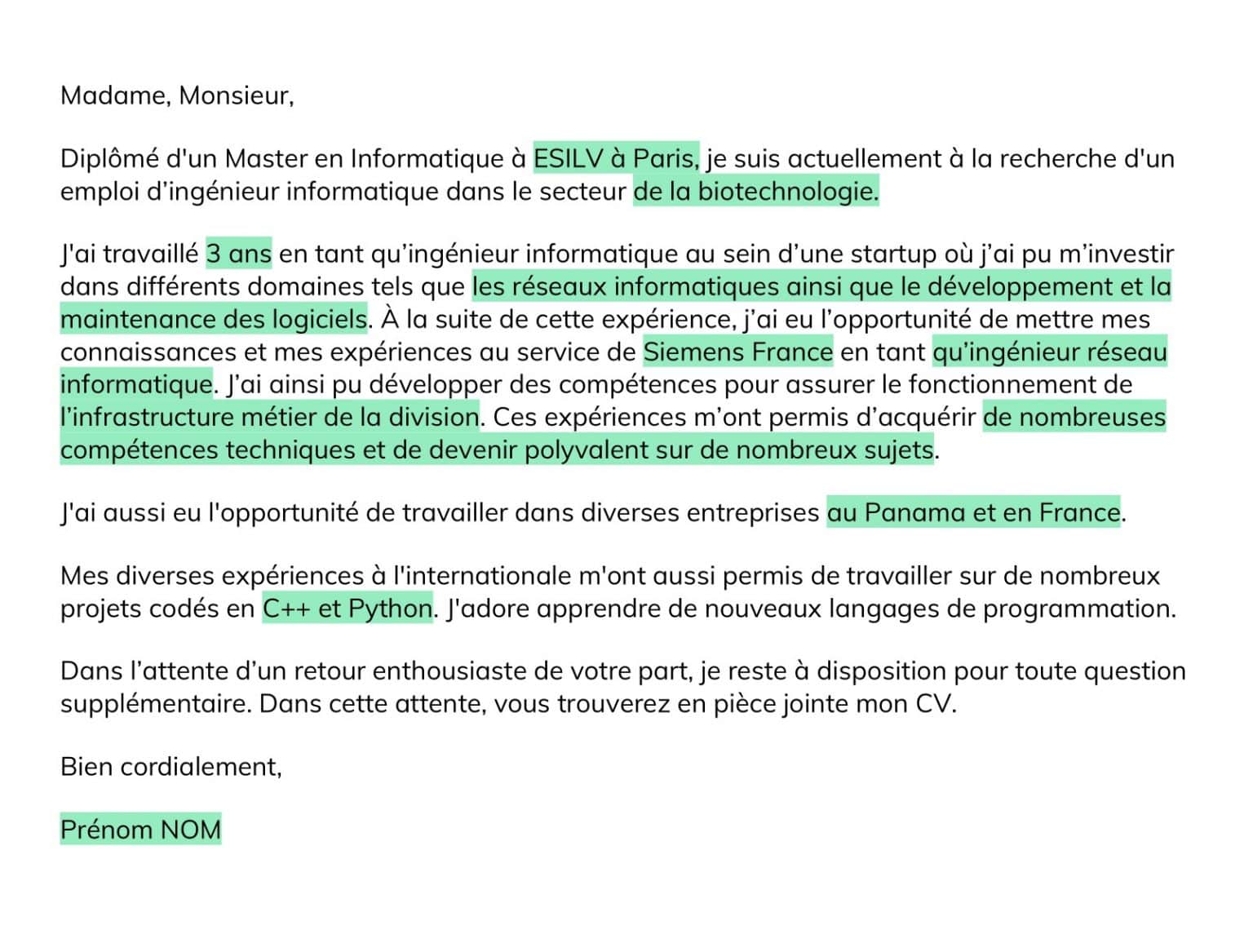 Modèles de lettres de motivation pour ingénieur informatique - Kicklox