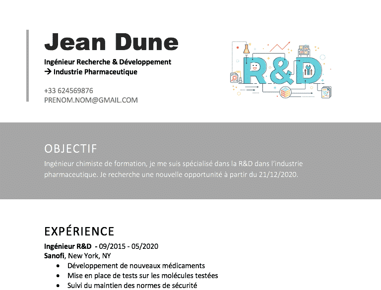 exemple cv ingénieur r&d 2