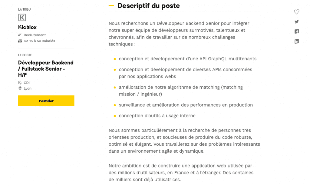 Descriptif du poste