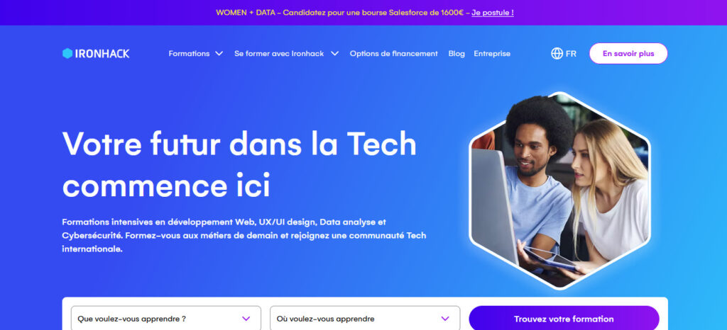 Homepage du bootcamp Ironhack