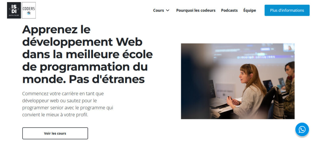 Homepage du bootcamp ISDI