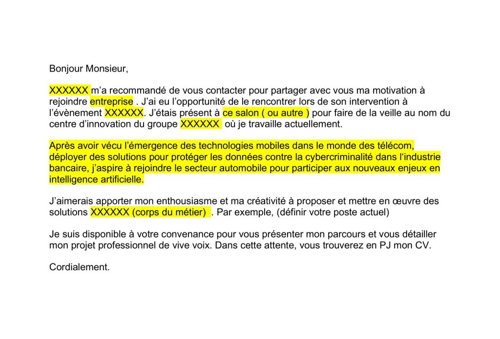 Lettre de motivation (Ingénieur)