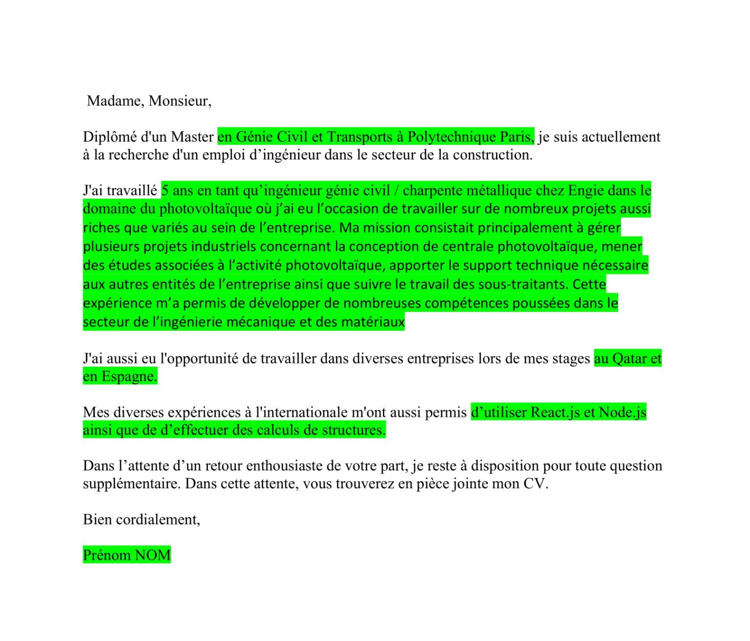 Modèles de lettres de motivation pour ingénieur génie civil  Kicklox