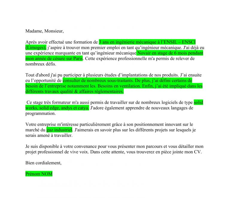 Modèles de lettres de motivation pour ingénieur mécanique  Kicklox