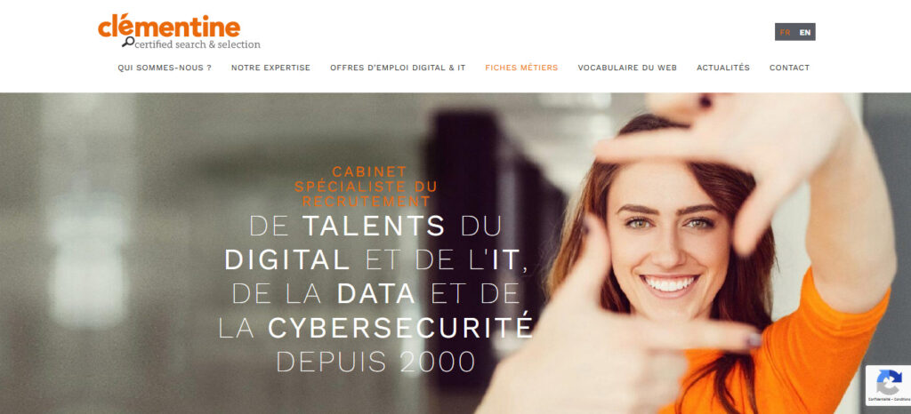 Homepage du cabinet de recrutement IT clémantine