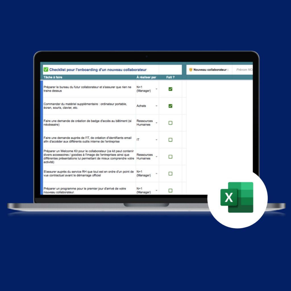 checklist onboarding excel