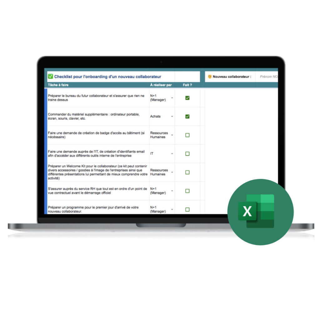 checklist onboarding excel