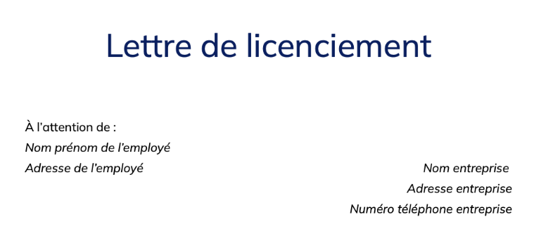 Lettre de licenciement