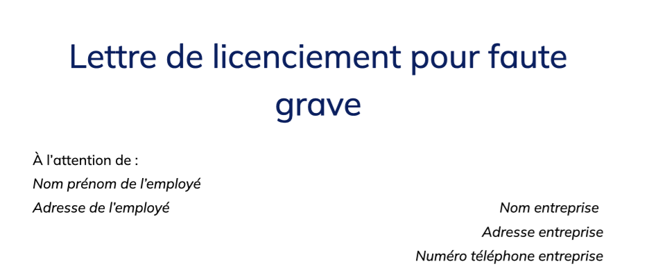 lettre de licenciement pour faute grave