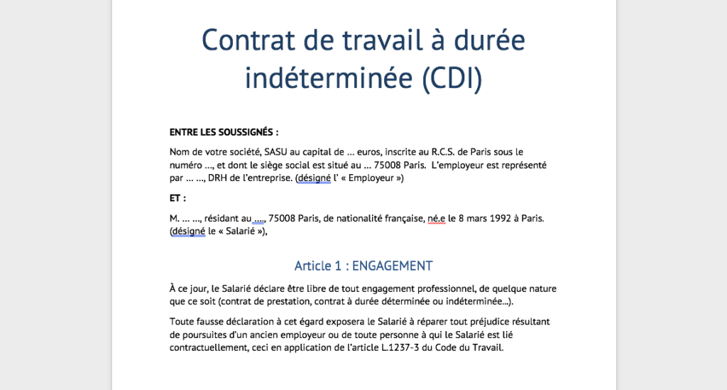 Mod les Contrat De Travail CDD Et CDI T l charger Word Pdf Solution