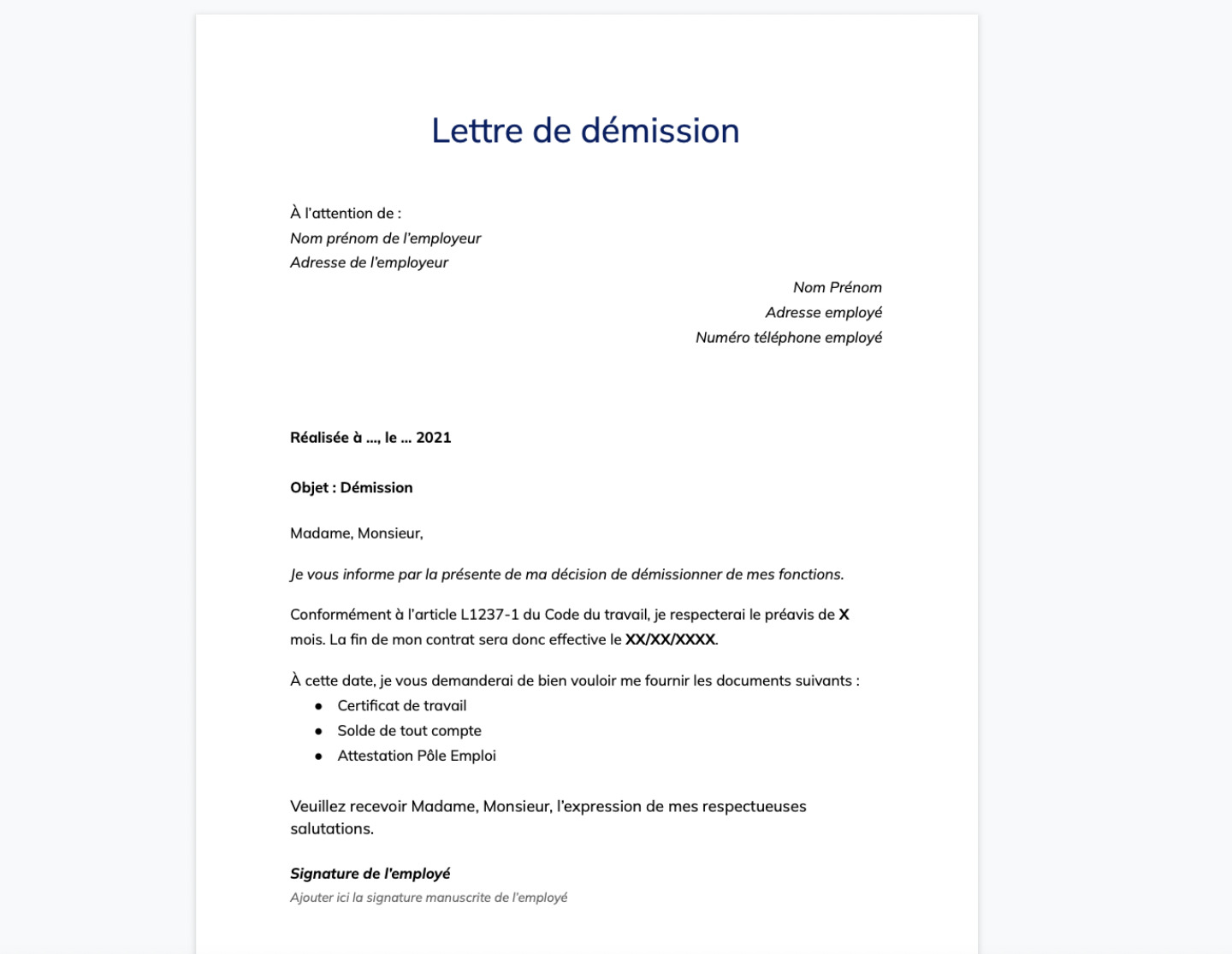 Modele Lettre De Demission Word Tout Ce Qu Il Faut Savoir Kicklox
