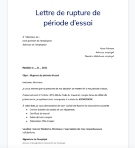 Lettre de rupture de période d'essai par le salarié + Tout ce qu'il faut savoir