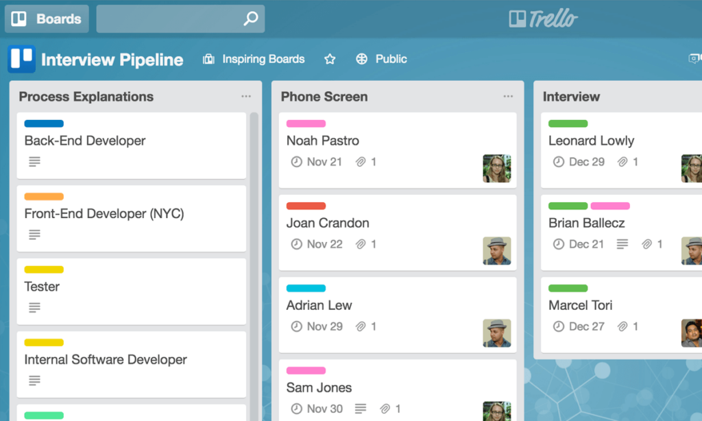 trello suivi candidatures