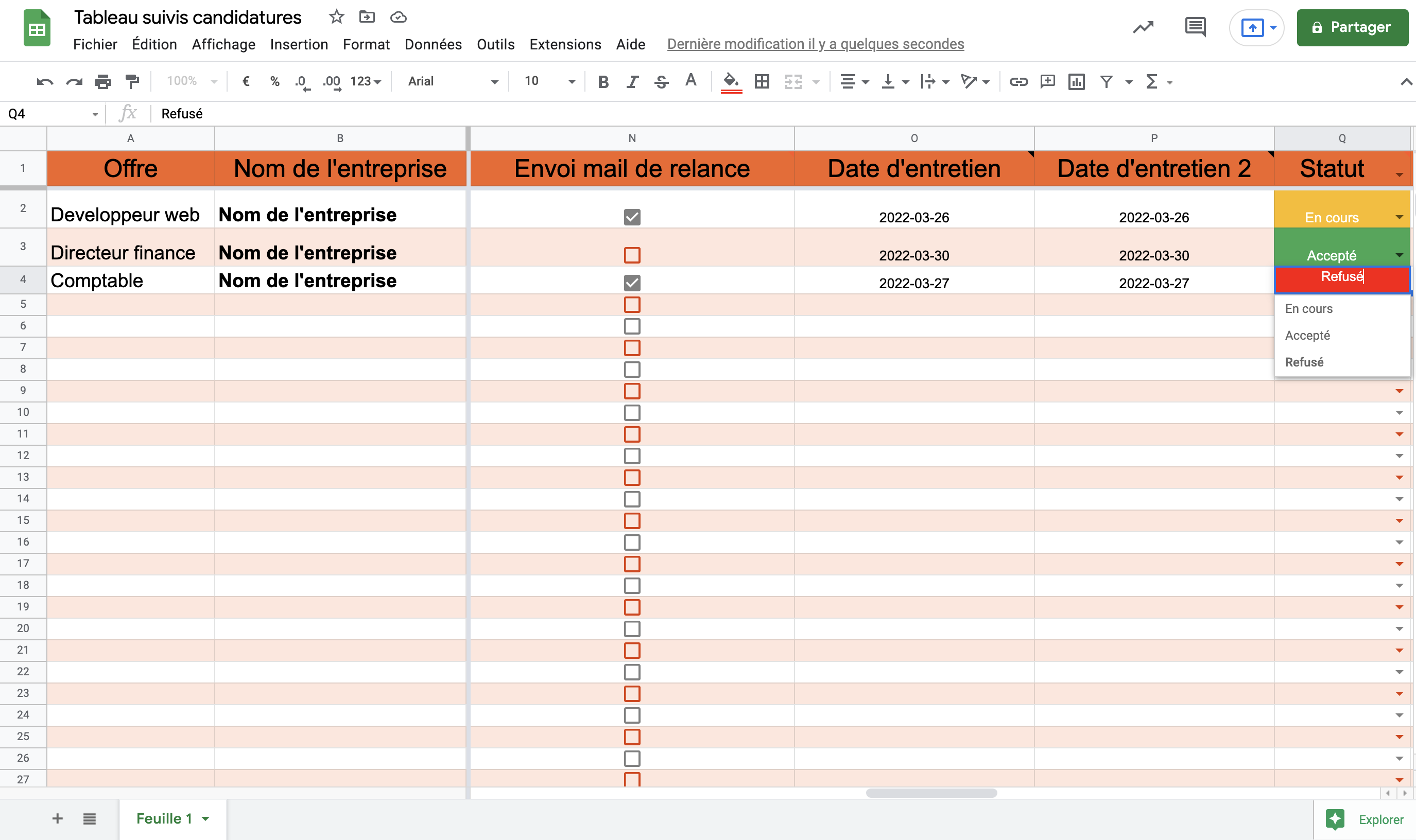 tableau suivi des candidatures