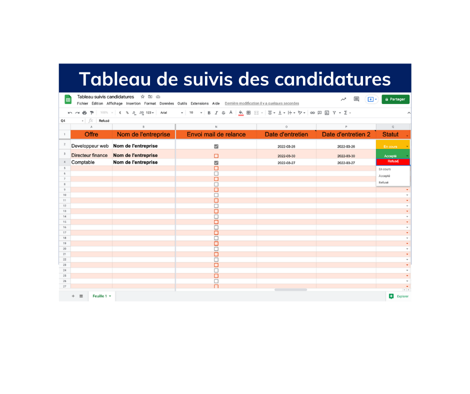 Tableau De Suivi Candidature Téléchargez votre tableau de suivi des candidatures