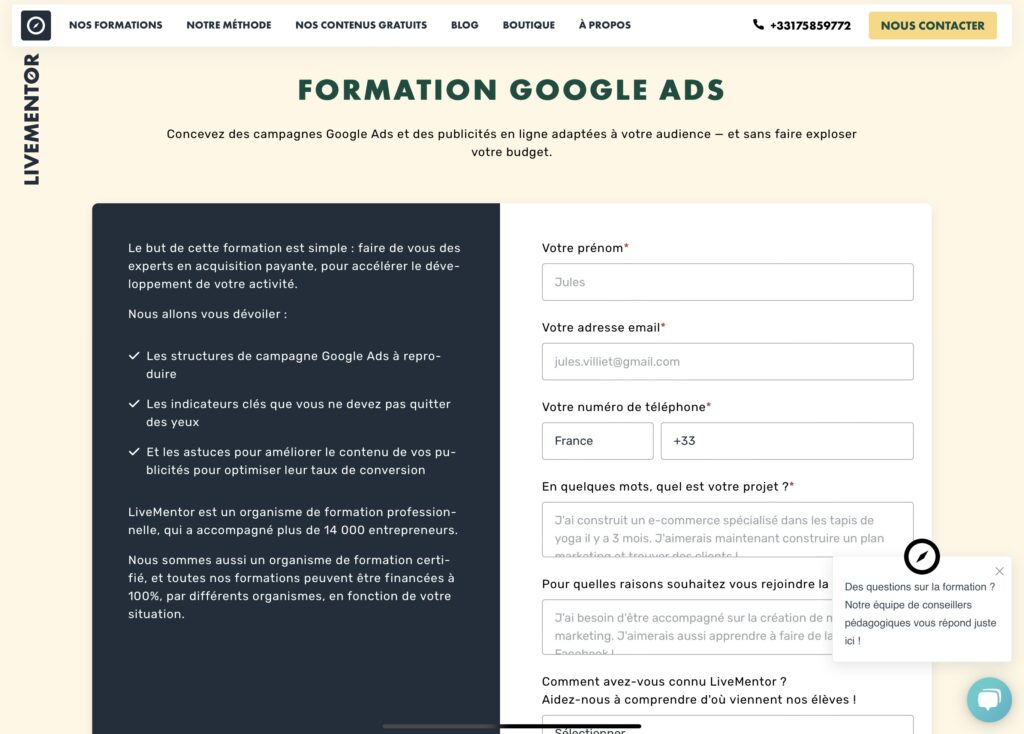 Formation google ads