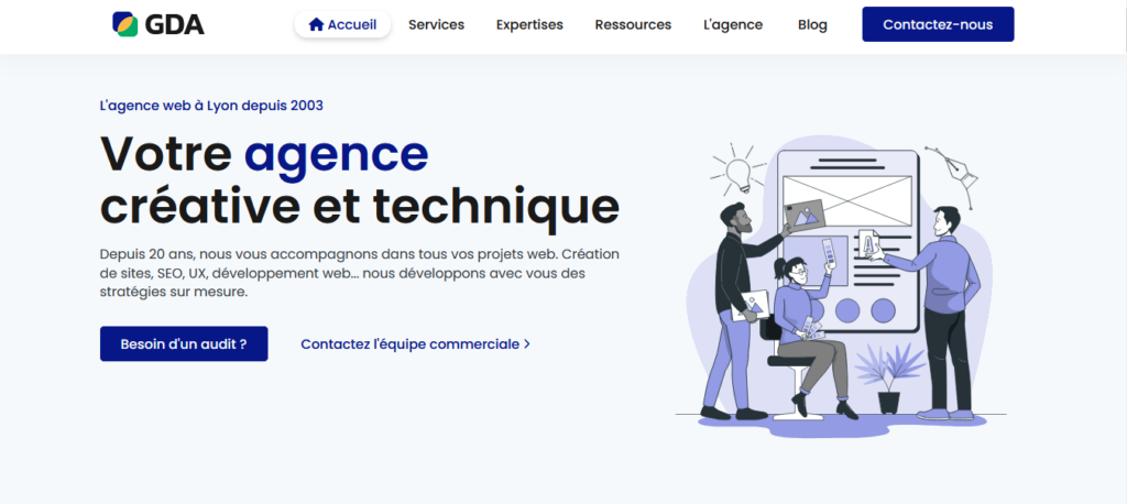 Illustration pour l'entreprise de développement web à lyon GDA