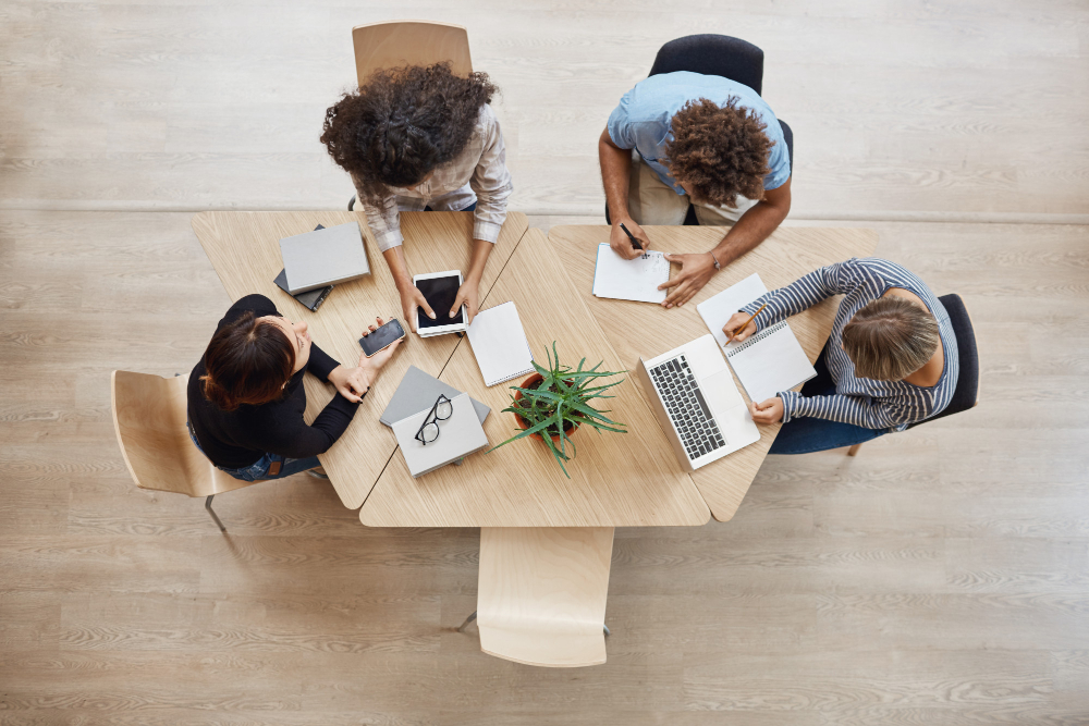 Equipe d'un cabinet de conseil à Paris en réunion d'audit