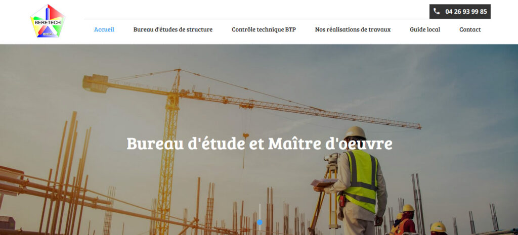 Homepage du bureau d'études technique Beretech