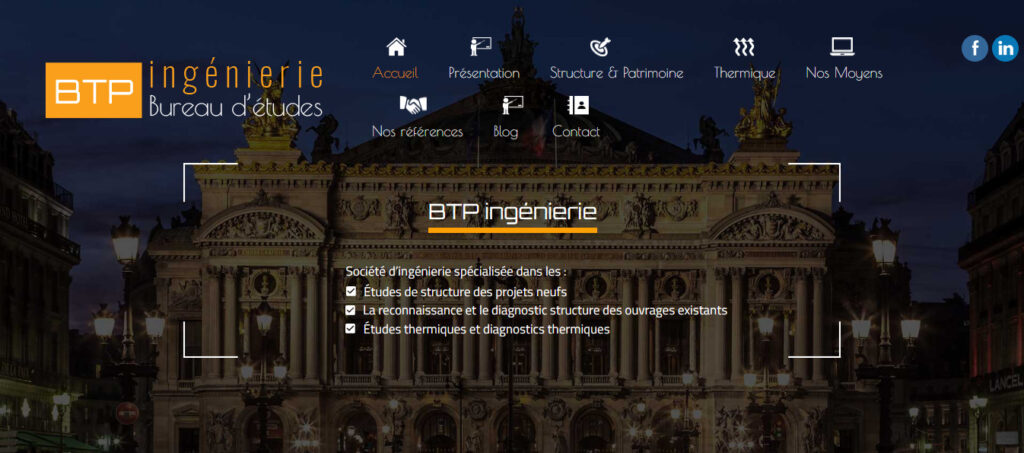 Homepage du breau d'étude technique btp ingénierie