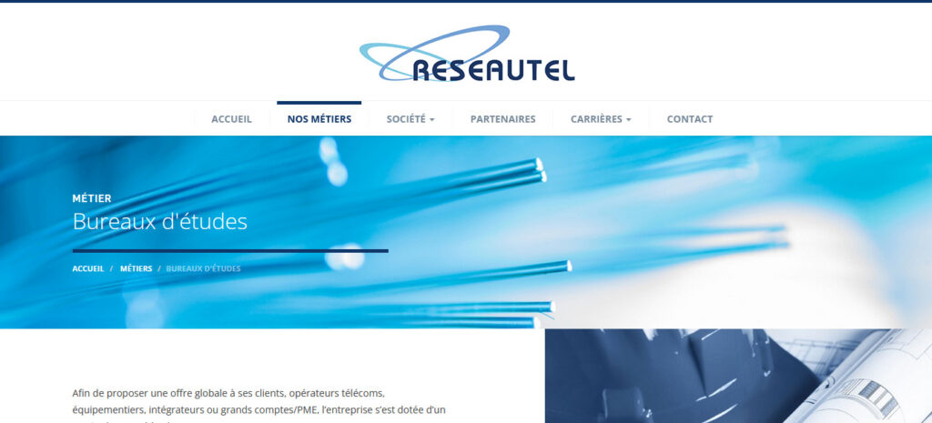 Homepage du bureau d'études technique Reseautel