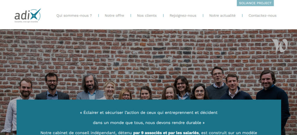 Homepage du cabinet de conseil Adix à Lille