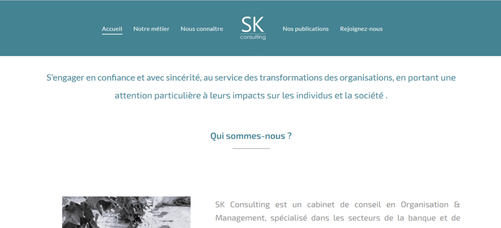 Homepage du cabinet de conseil SK Consulting à Nantes